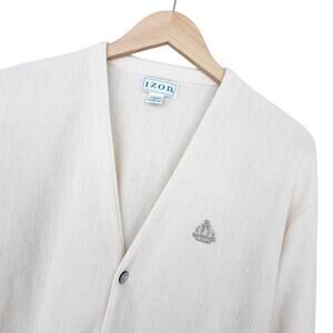 Vintage Izod Ivory Cardigan Sweater Sz L Made in USA